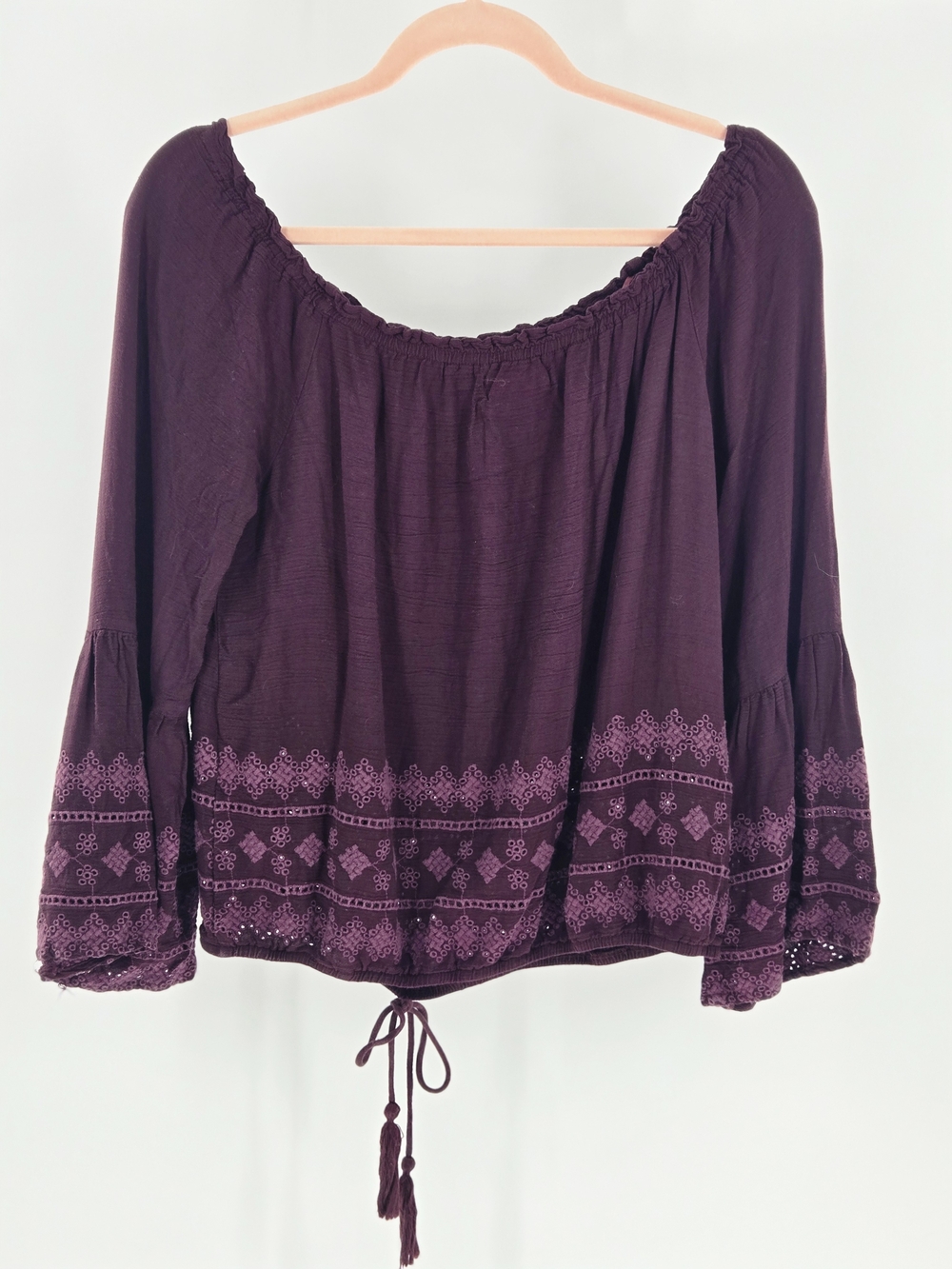 Altar'd State M Off-Shoulder Bell-Sleeve Boho Prairie Cottage Pioneer 100% Rayon - Picture 7 of 15